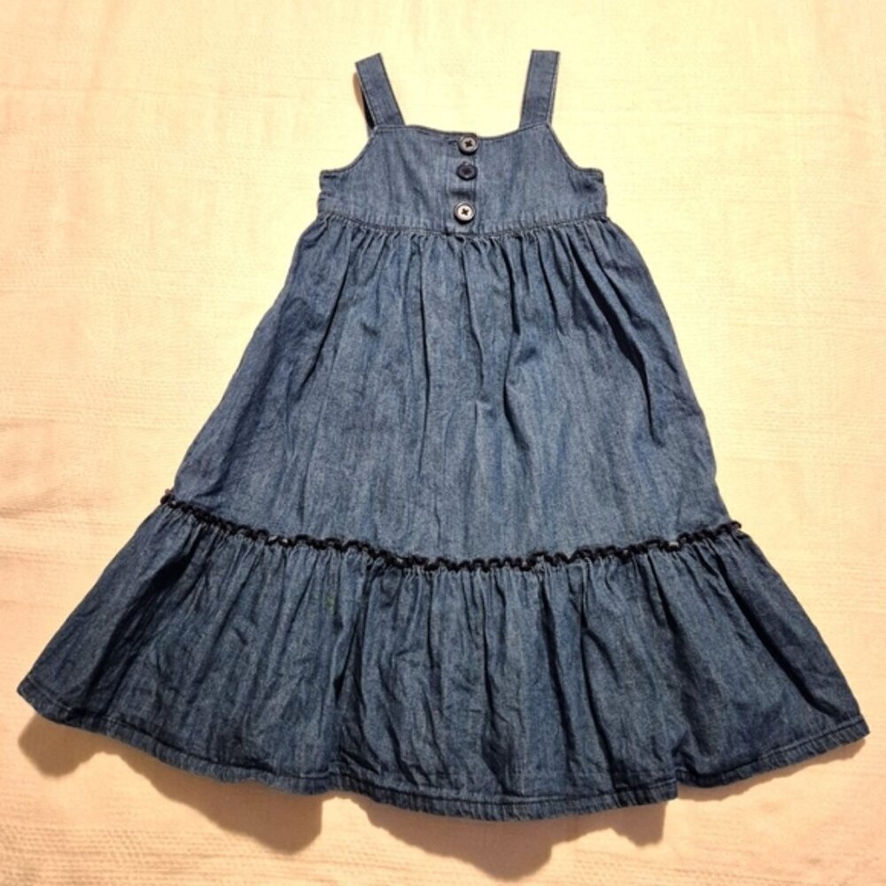Hanna Andersson girls size 100 or 4 jean sleeveless dress, VGUC
